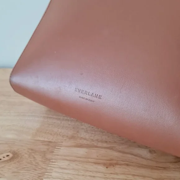 Everlane The Form Bag Cognac Brown Leather Shoulder Handbag Tote Structured - Picture 10 of 10